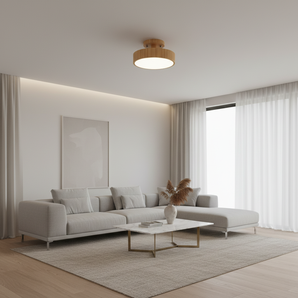 Illumine Halo | Flush Mount Wooden Ceiling Light with LED