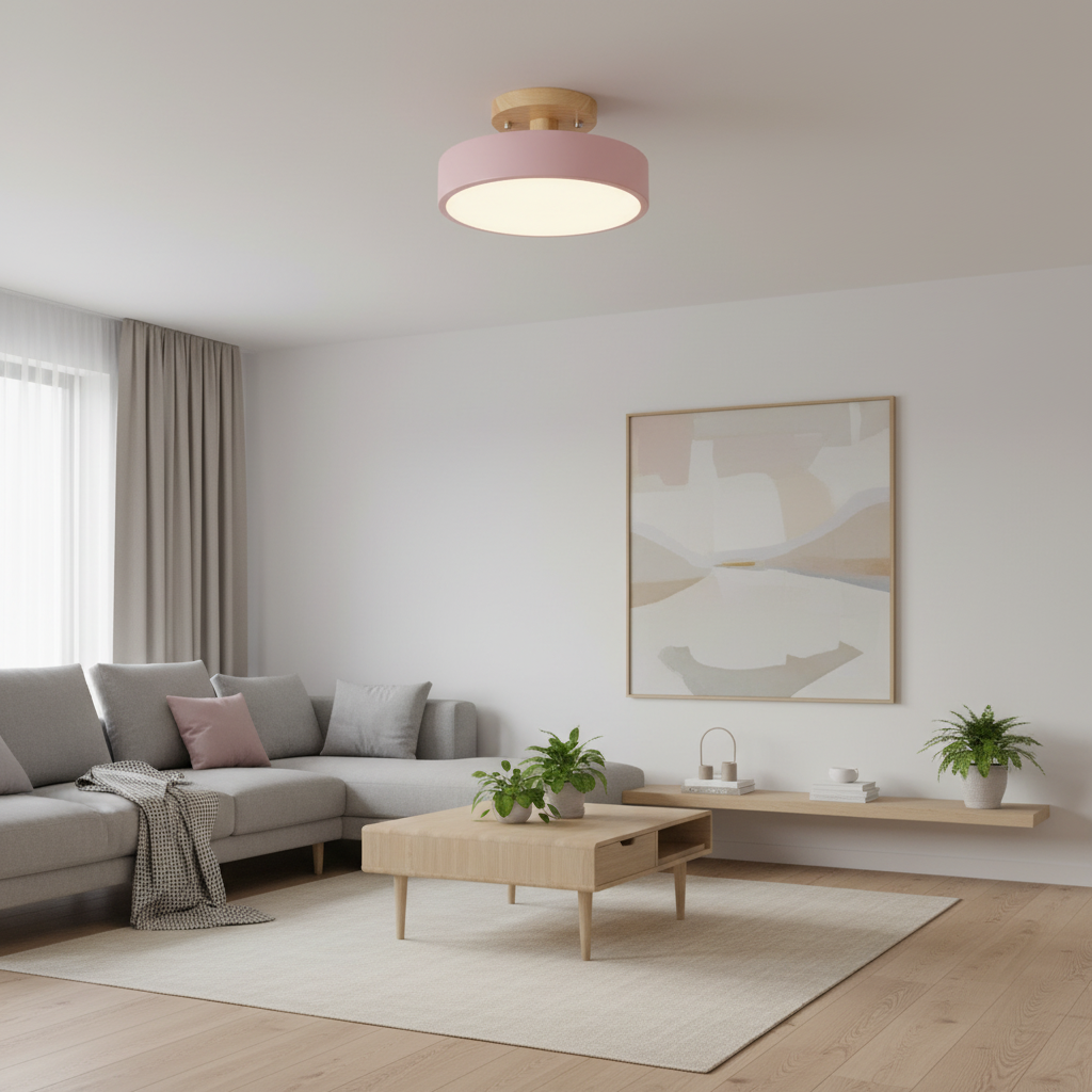 Illumine Halo | Flush Mount Wooden Ceiling Light with LED