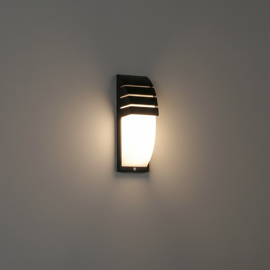 Zymor Black Outdoor Wall Lamp | Waterproof Motion Sensor Light